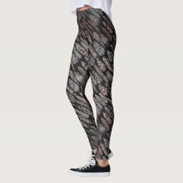 Dunkles Tone Feather Muster auf schwarz gedruckter Leggings