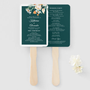 Dunkles Türkis Florales Elegantes Schrift Hochzeit Fächer