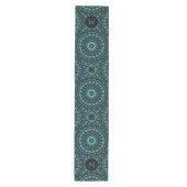 Dunkles Türkis-Mandala-Monogramm Mittelgroßer Tischläufer (Vorderseite)