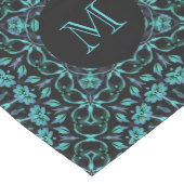 Dunkles Türkis-Mandala-Monogramm Mittelgroßer Tischläufer (Ecke)