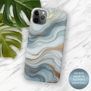 Dunkles Türkisgrau Hellblau Gold Marmor Kunstmuste Case-Mate iPhone Hülle