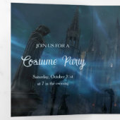 Dunkles und dreirädriges Halloween-Party Dreifach Gefaltete Einladung (Innen Erste Seite)