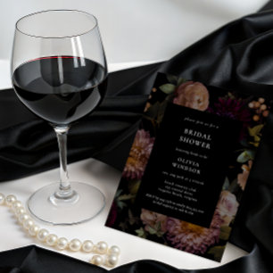 Dunkles und moody-gotisches Schwarzes Brautparty Einladung