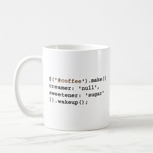 Dunkles und süßes Javascript Kaffeetasse (Links)