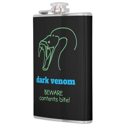 Dunkles Venom mit Biss - Schlangenkopf und Fangs W Flachmann (Links)