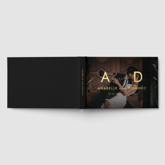 Dunkles verblassendes Foto und Monogramm Elegante  Gästebuch (Voll)