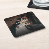 Dunkles verblassendes Foto und Monogramm Elegante Rechteckiger Pappuntersetzer (angewinkelt)