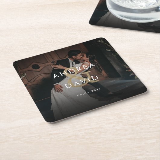 Dunkles verblassendes Foto und Monogramm Elegante Rechteckiger Pappuntersetzer (angewinkelt)