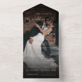 Dunkles verblasstes Foto Romantische Herzskripthoc All In One Einladung (Innen Boden)