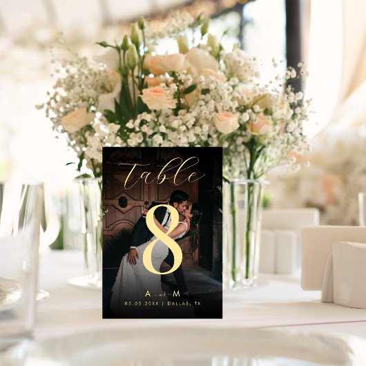 Dunkles verblasstes Foto und Monogramm Elegante Sc Tischnummer