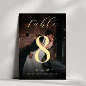 Dunkles verblasstes Foto und Monogramm Elegante Sc Tischnummer