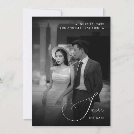 Dunkles verblasstes Foto Vintag altmodische Hochze Save The Date (Vorderseite)
