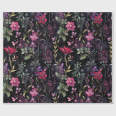 Dunkles Viktorianisches Blumenrosa Lila Decoupage Geschenkpapier (Flach)