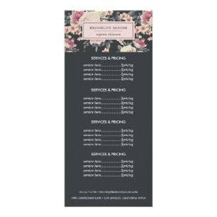 Dunkles Vintage-Blumen-Logo   Preisgestaltungsdien Werbekarte