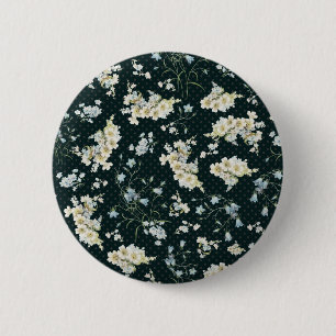 Dunkles vintage-Blumen-Wallpaper-Muster Button