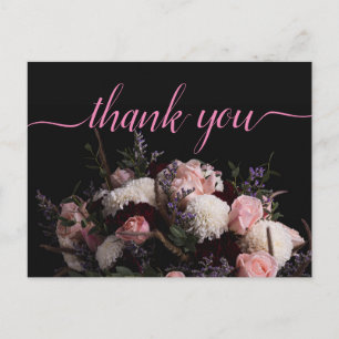 Dunkles Vintage-Burgund   Floral    Dankeschön  Postkarte