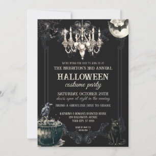 Dunkles Vintage-Gothic-Totenkopf-Halloween-Party-S Einladung