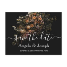 Dunkles Vintage-Orange Blumen Save-the-Date-Ankünd