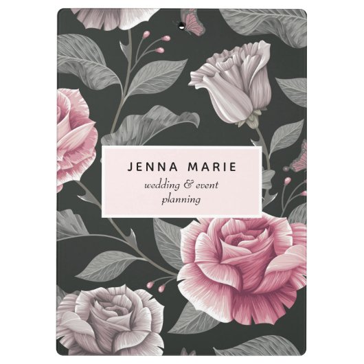 Dunkles Vintages Blumengeschäft Klemmbrett (Rückseite)