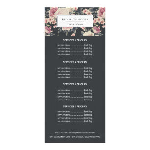 Dunkles Vintages Blumenlogo   Preisdienstleistunge Werbekarte