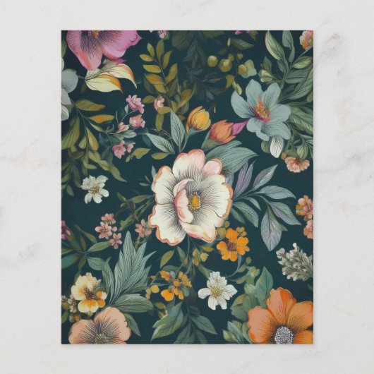 Dunkles Vintages Blumenmuster Papier Stationär (Vorderseite)