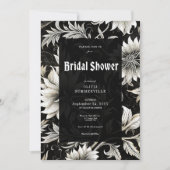 Dunkles Vintages Schwarz-Weiß-Damaskus-Brautparty Einladung (Vorderseite)