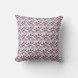 Dunkles violettes Blattmuster, eleganter botanisch Kissen