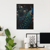 Dunkles Wald-Pfau-Wandkunstgemälde, Dunkel Poster (Heimbüro)