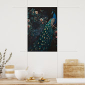 Dunkles Wald-Pfau-Wandkunstgemälde, Dunkel Poster (Küche)