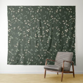 Dunkles Waldgrün Ditsy Botanisches Blattmuster Wandteppich (Beispiel (Horizontal))
