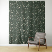 Dunkles Waldgrün Ditsy Botanisches Blattmuster Wandteppich (Beispiel)