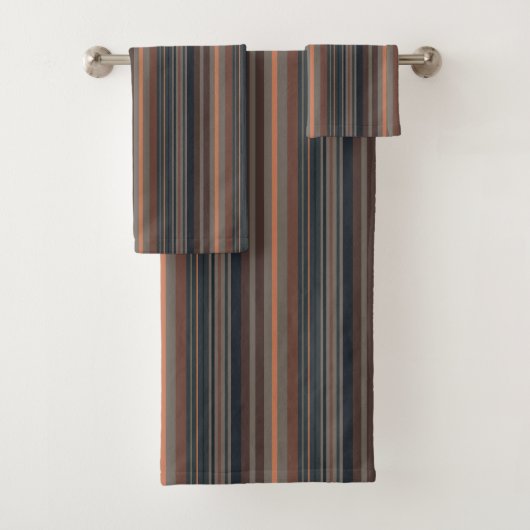 Dunkles Waldstreifen-Design Badhandtuch Set (Insitu)