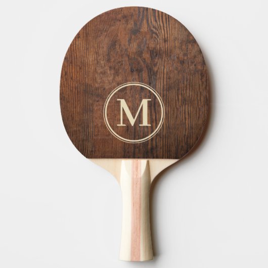 Dunkles Walnussholz-Monogramm Tischtennis Schläger (Rückseite)