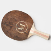 Dunkles Walnussholz-Monogramm Tischtennis Schläger (Seitenansicht)