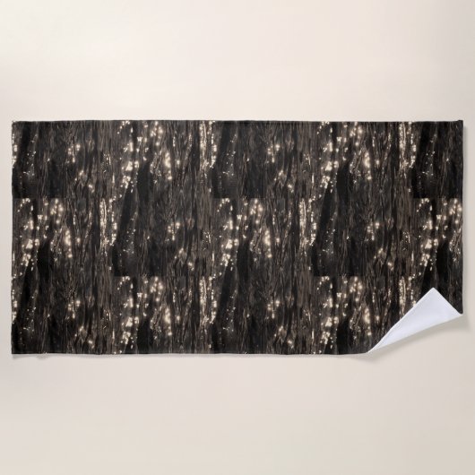 Dunkles Wasser Mondlicht Funkelreflexion schwarz Strandtuch (Vorderseite)