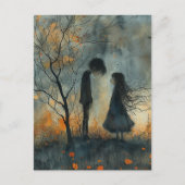 Dunkles Wasserfarbenpaar in Liebe Postkarte (Vorderseite)