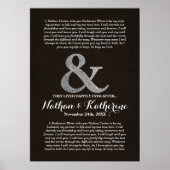 Dunkles Wood & Silver Wedding Vows glücklich immer Poster (Vorne)