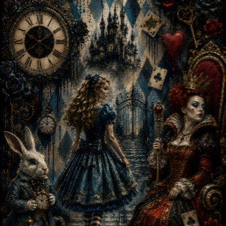 Dunkles Wunderland Alice und Königin Découpage Seidenpapier