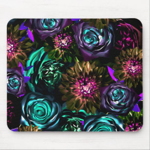 Dunkles Wunderland Fette Glamour Blumen Blumen Mousepad