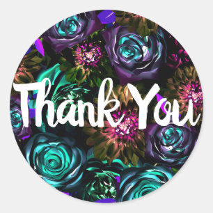 Dunkles Wunderland Fette Glamour Blumen Blumen Par Runder Aufkleber