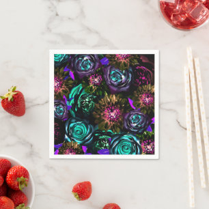 Dunkles Wunderland Fette Glamour Florale Blumen Pa Serviette