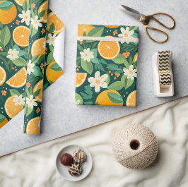 Dunkles Zitrusenhain-Blumengeschenk Geschenkpapier