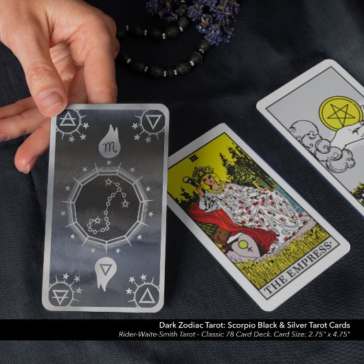 Dunkles Zodiac Tarot: Skorpio Black & Silver Spielkarten