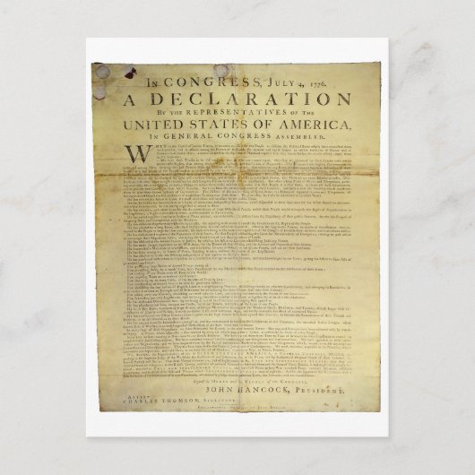 Dunlap Broadside Declaration of Independence 1774 Postkarte (Vorderseite)