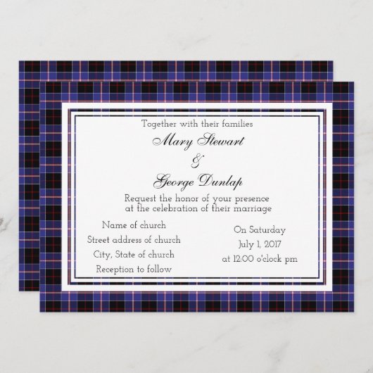 Dunlap Scottish Wedding Einladung (Vorne/Hinten)
