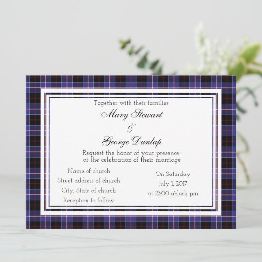 Dunlap Scottish Wedding Einladung (Stehend Vorderseite)