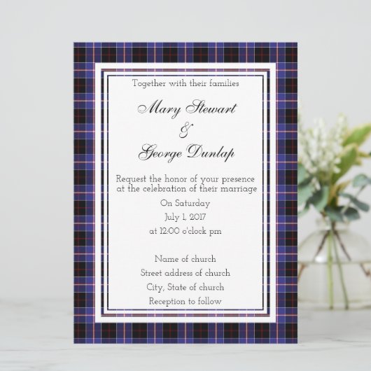 Dunlap Scottish Wedding Einladung (Stehend Vorderseite)