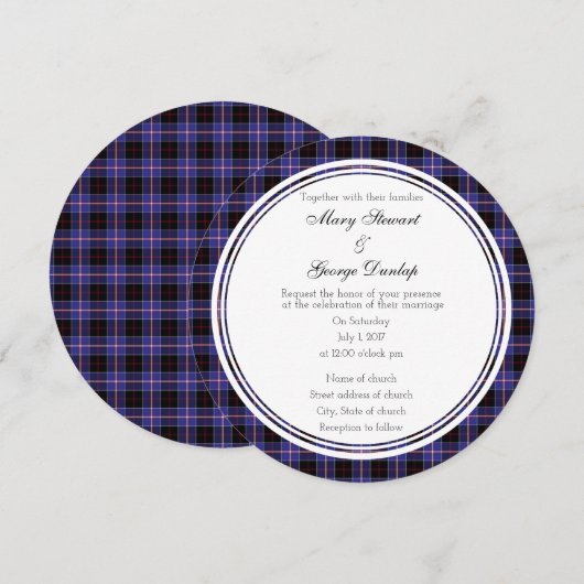 Dunlap Scottish Wedding Round Einladung (Vorne/Hinten)