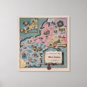 Dunlop Karte des Westlandes, England Leinwanddruck