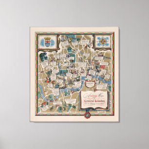 Dunlop-Karte - Literarische Sehenswürdigkeiten von Leinwanddruck